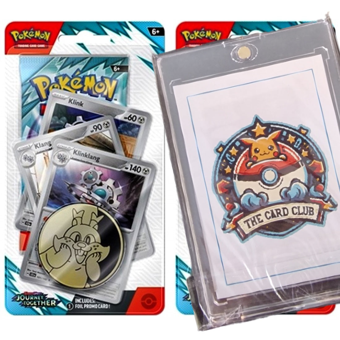 Pokemon Scarlet & Violet 9: Journey Together Premium Checklane Blister and The card Club card protector bundle
